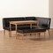 Baxton Studio Daymond Mid-Century Dark Brown Faux Leather and Walnut Brown Finished Wood 4-PC Dining Nook Set 186-11349-11351-9305-Zoro - alternate 4